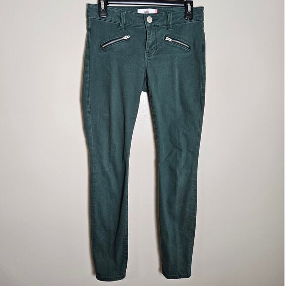 Cabi Skinny Dark Green Jeans Sz 2 - Picture 2 of 12